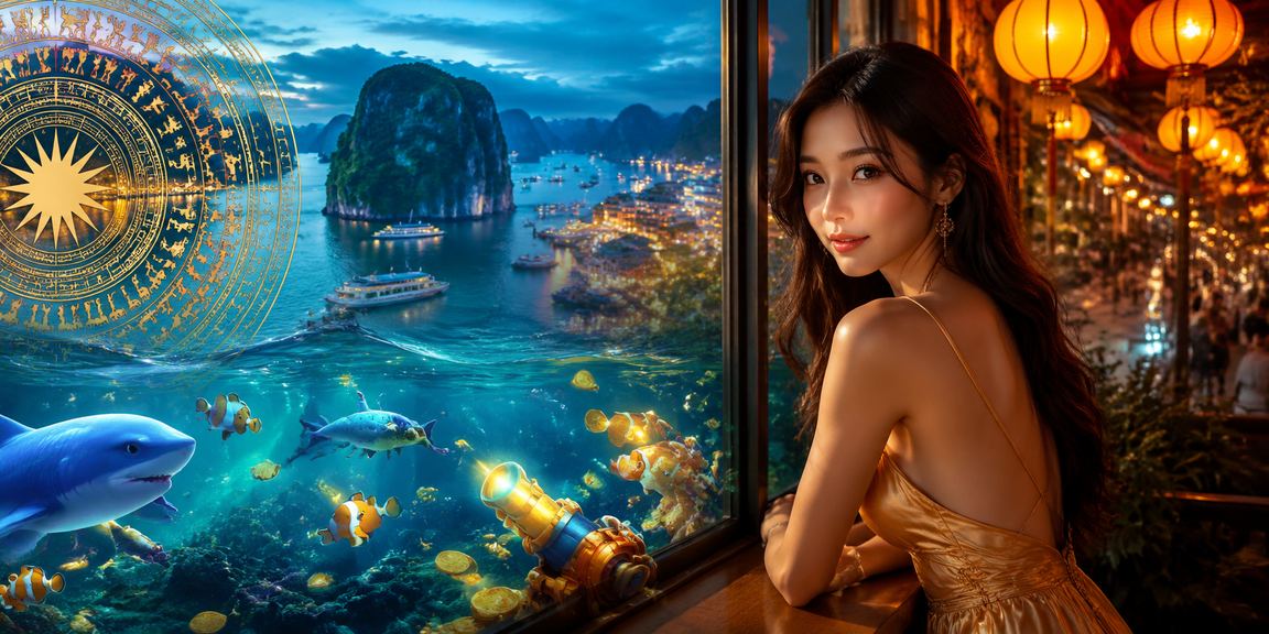 Người chơi bắn cá trên 13f với phong cảnh vịnh Hạ Long