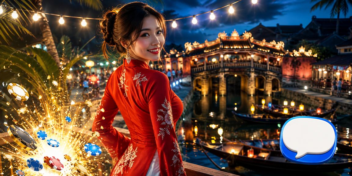 Người phụ nữ mặc áo dài truyền thống Việt Nam trong không gian giải trí tại Hội An