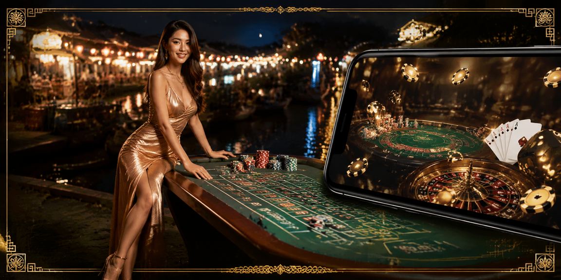 Người chơi casino cao cấp dùng điện thoại tại bãi biển Phú Quốc